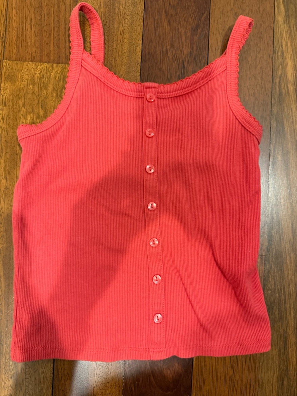 Abercrombie and Fitch Kids A&F Button-Front Ribbed Red Tank Top Sz 7/8